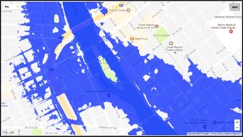 Map showing flooding simulation results