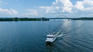 Photograph of UVM’s research and teaching vessel Marcelle Melosira on Lake Champlain